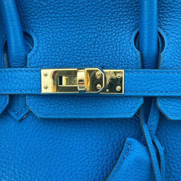 Birkin HERMES 25 Bleu France 100% authentic - Picture 10 of 16